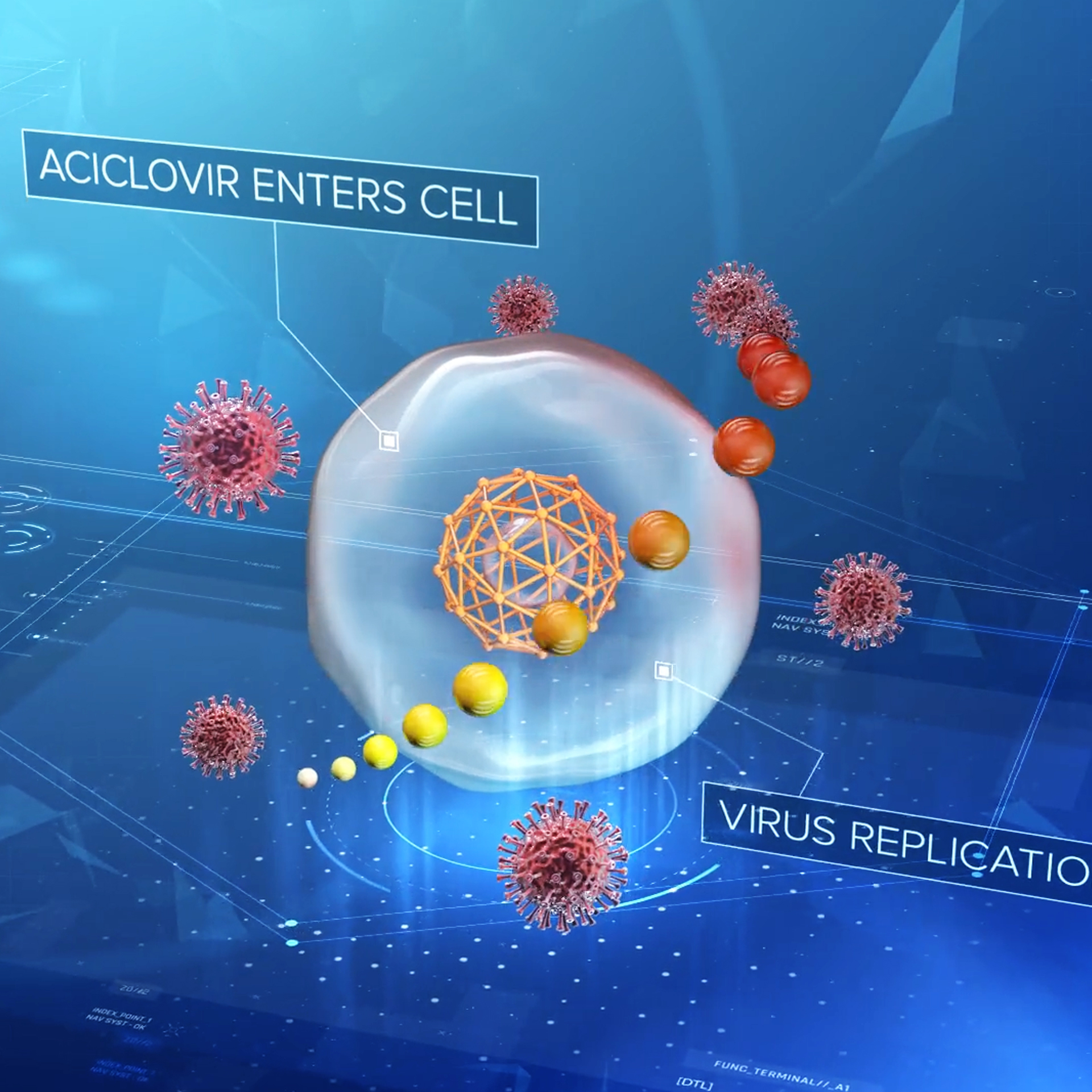 3D animation of infected skin cell