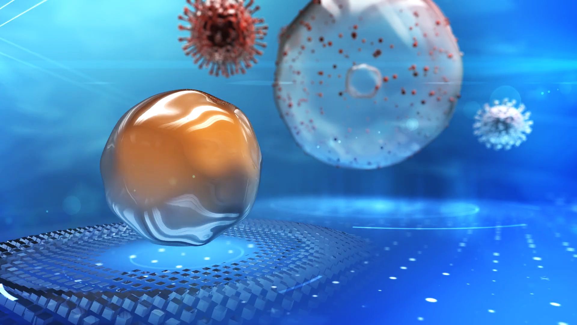 3D animation of Zovirax formula approaching infected cell