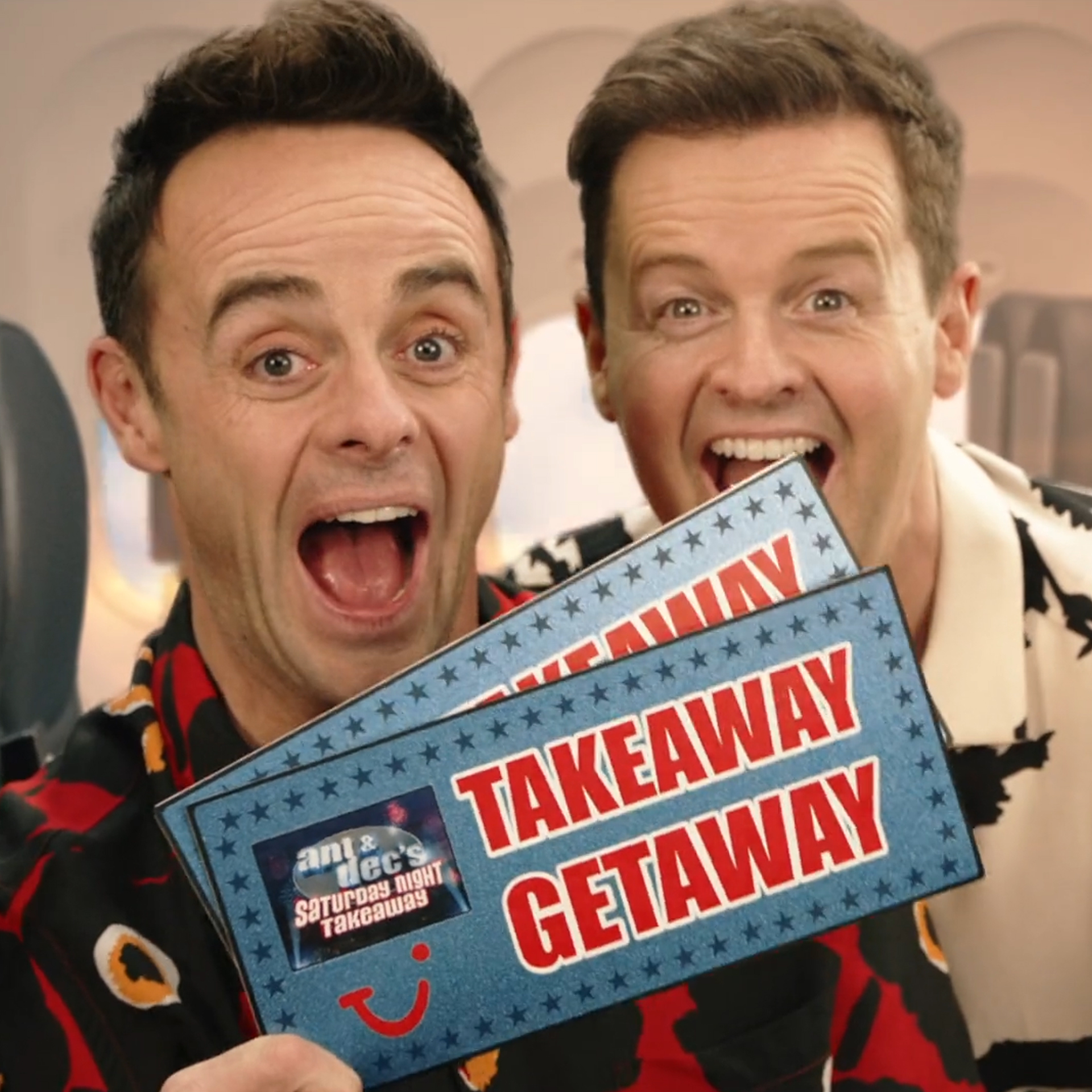 Ant and Dec in Aeroplane with Giveaway tickets