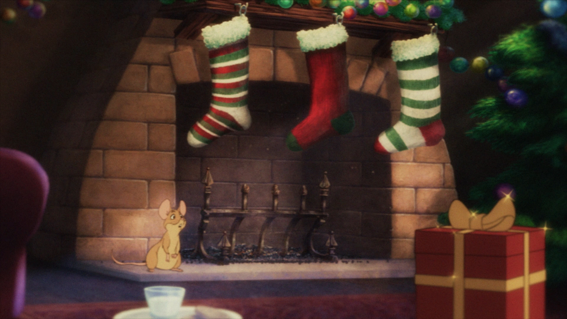 Illustration of Christmas fireplace