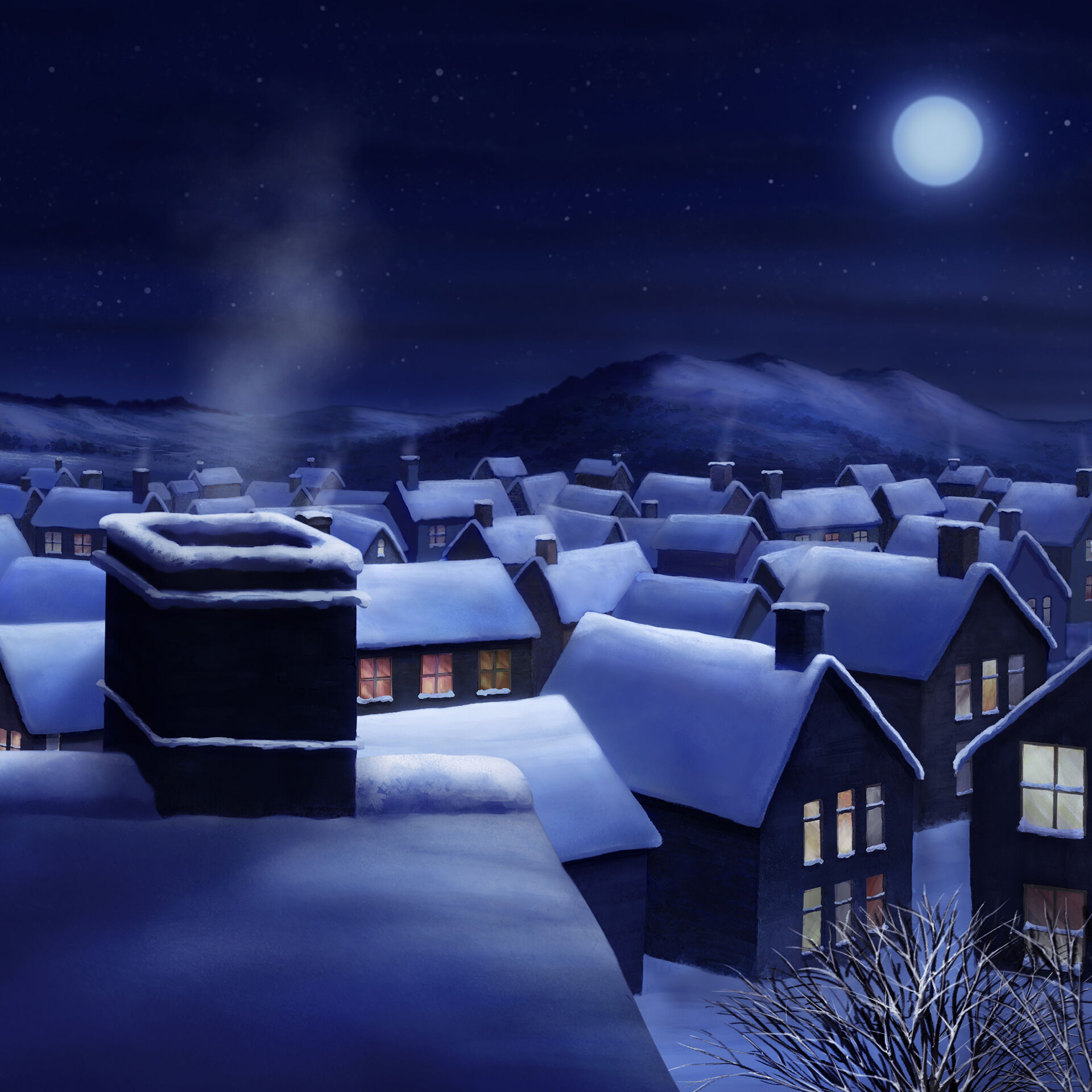 Illustration of Christmas town